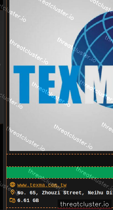 Leak-site post naming TEXMA International Co., Ltd, captured by ThreatCluster