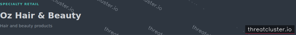 Leak-site post naming Oz Hair & Beauty, captured by ThreatCluster
