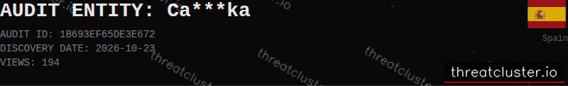 Leak-site post naming Ca***ka, captured by ThreatCluster