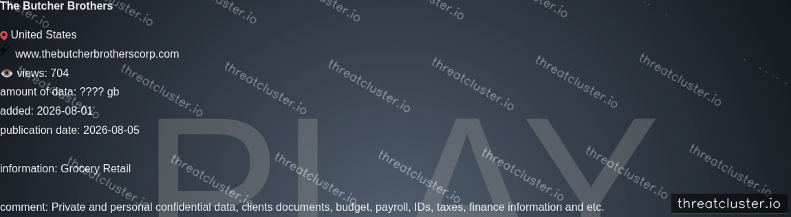 Leak-site post naming The Butcher Brothers, captured by ThreatCluster