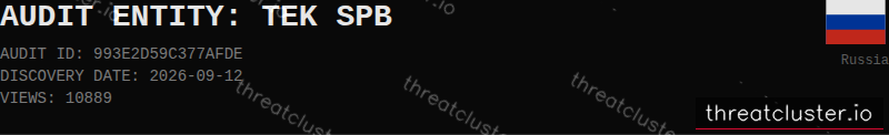Leak-site post naming TEK SPB, captured by ThreatCluster