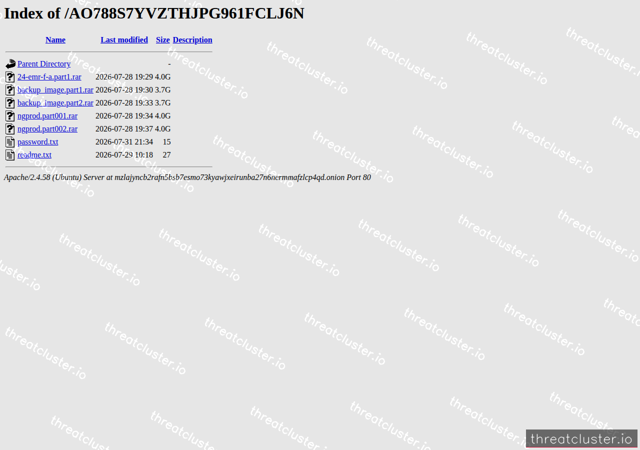 Leak-site post naming Cardiology Associates, captured by ThreatCluster