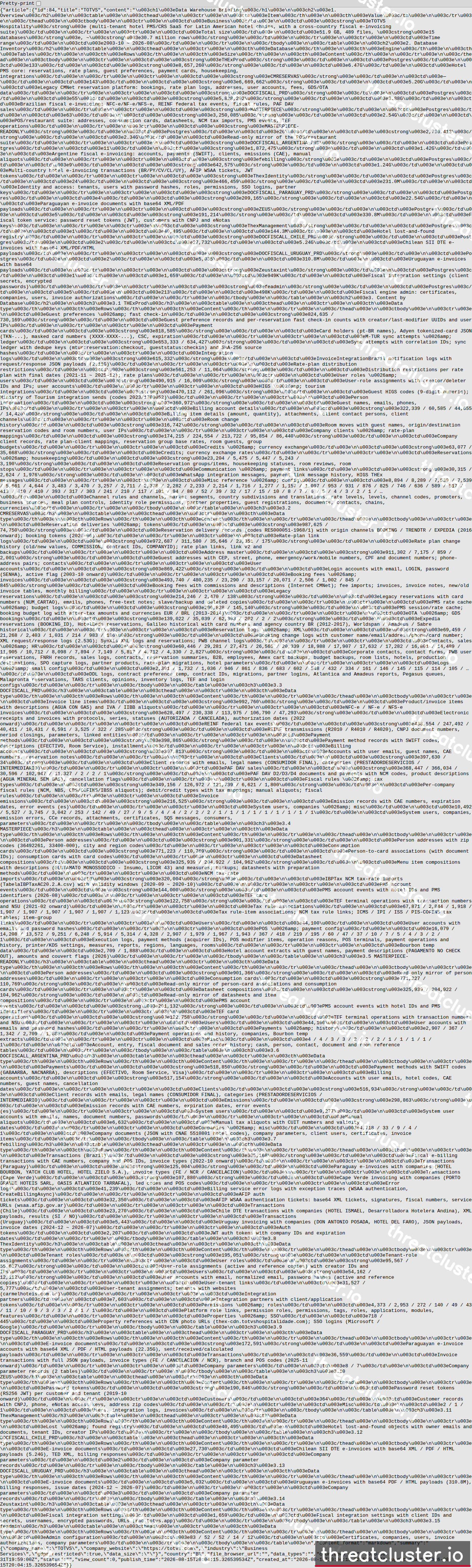 Leak-site post naming TOTVS, captured by ThreatCluster