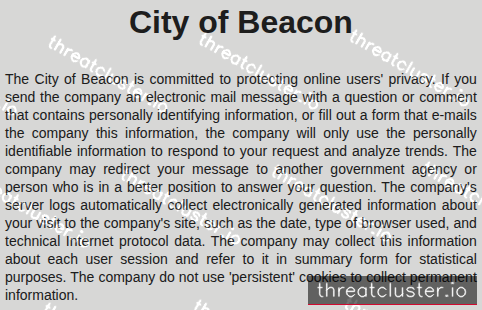 Leak-site post naming City of Beacon, captured by ThreatCluster