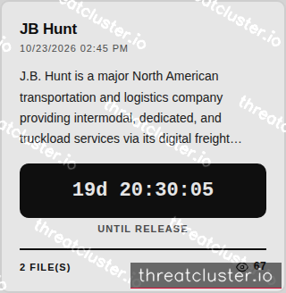 Leak-site post naming JB Hunt, captured by ThreatCluster