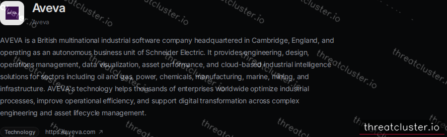 Leak-site post naming Aveva, captured by ThreatCluster