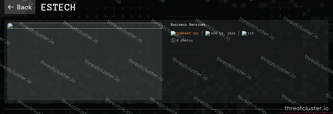 Leak-site post naming Estech, captured by ThreatCluster
