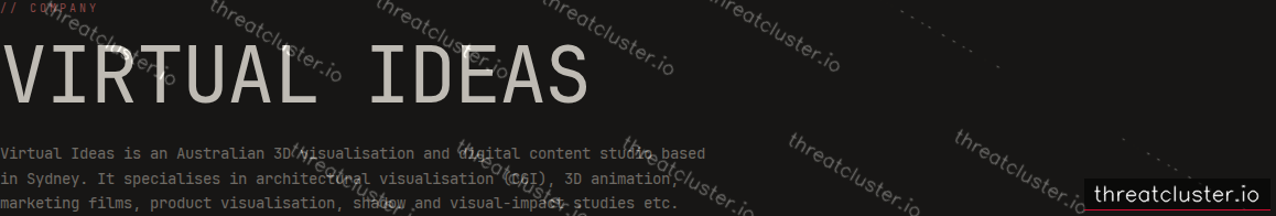 Leak-site post naming Virtual Ideas, captured by ThreatCluster