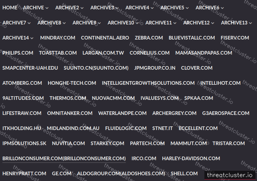 Leak-site post naming BRILLONCONSUMER.COM(BRILLONCONSUMER.COM), captured by ThreatCluster