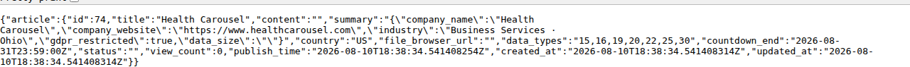 Leak-site post naming Health Carousel, captured by ThreatCluster