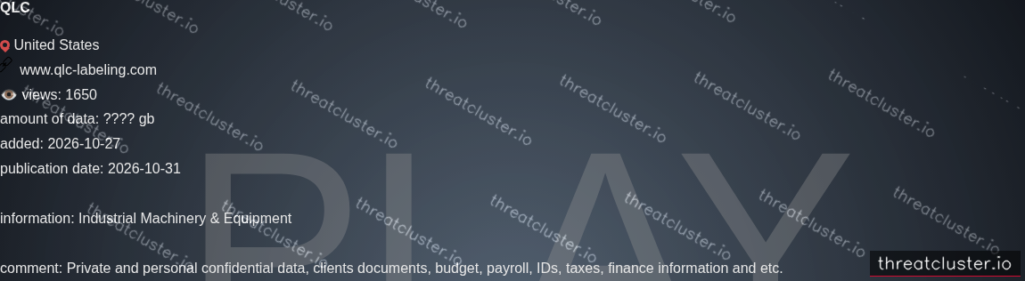 Leak-site post naming QLC, captured by ThreatCluster