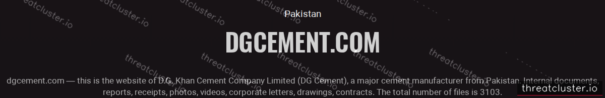 Leak-site post naming dgcement.com, captured by ThreatCluster