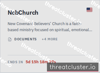 Leak-site post naming NcbChurch, captured by ThreatCluster