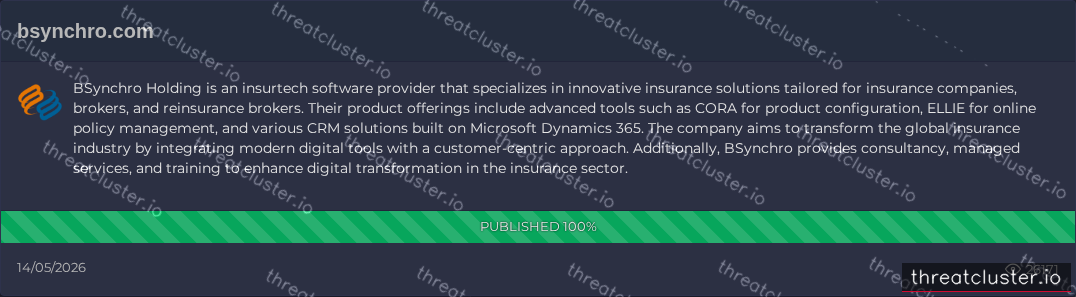Leak-site post naming bsynchro.com, captured by ThreatCluster