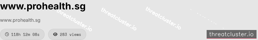 Leak-site post naming www.prohealth.sg, captured by ThreatCluster