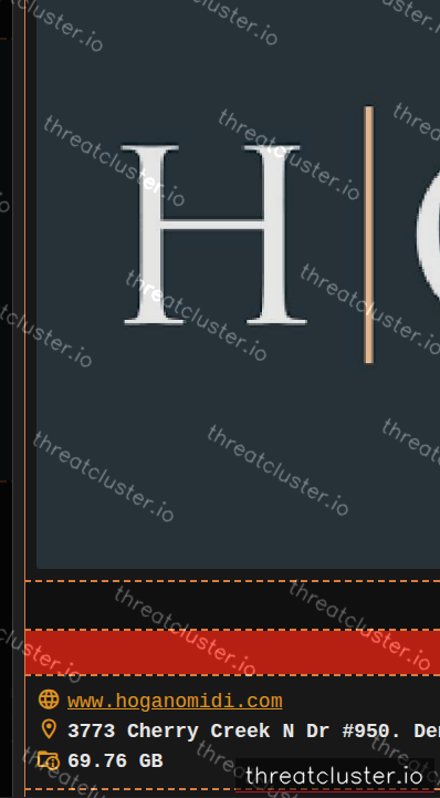 Leak-site post naming Hogan Omidi P.C., captured by ThreatCluster