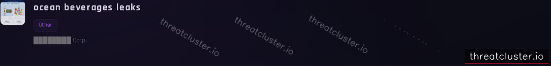 Leak-site post naming ocean beverages, captured by ThreatCluster