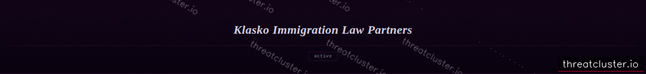 Leak-site post naming Klasko Immigration Law Partners, captured by ThreatCluster