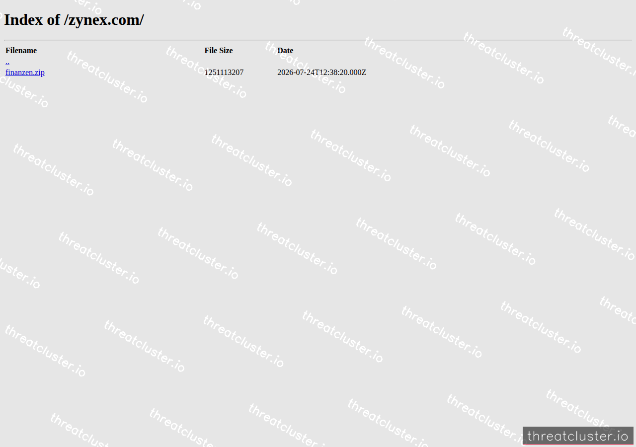 Leak-site post naming Zynex, captured by ThreatCluster
