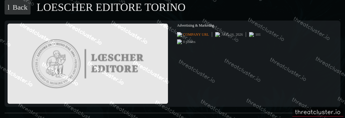 Leak-site post naming Loescher editore Torino, captured by ThreatCluster