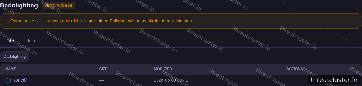 Leak-site post naming Dadolighting, captured by ThreatCluster