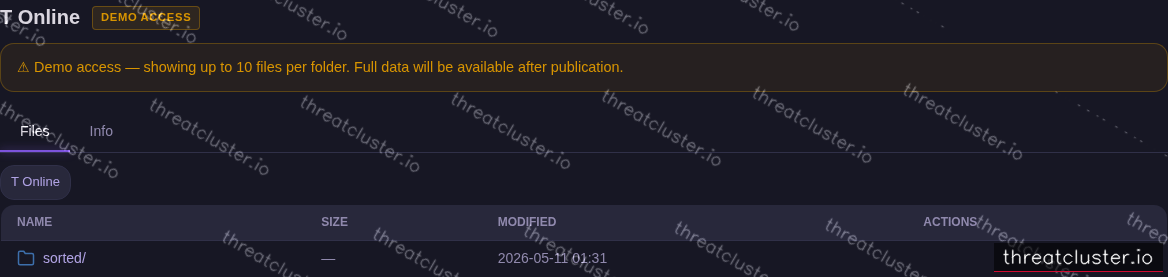 Leak-site post naming T Online, captured by ThreatCluster