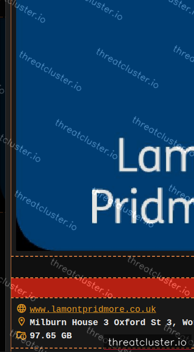 Leak-site post naming Lamont Pridmore, captured by ThreatCluster