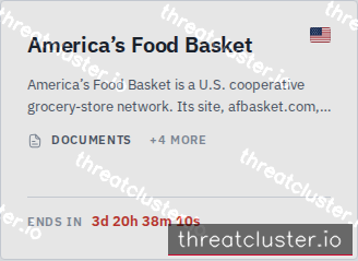 Leak-site post naming America’s Food Basket, captured by ThreatCluster