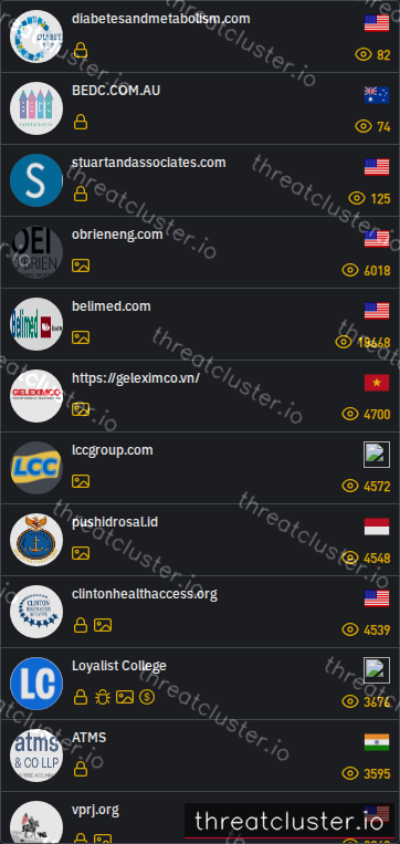 Leak-site post naming stuartandassociates.com, captured by ThreatCluster
