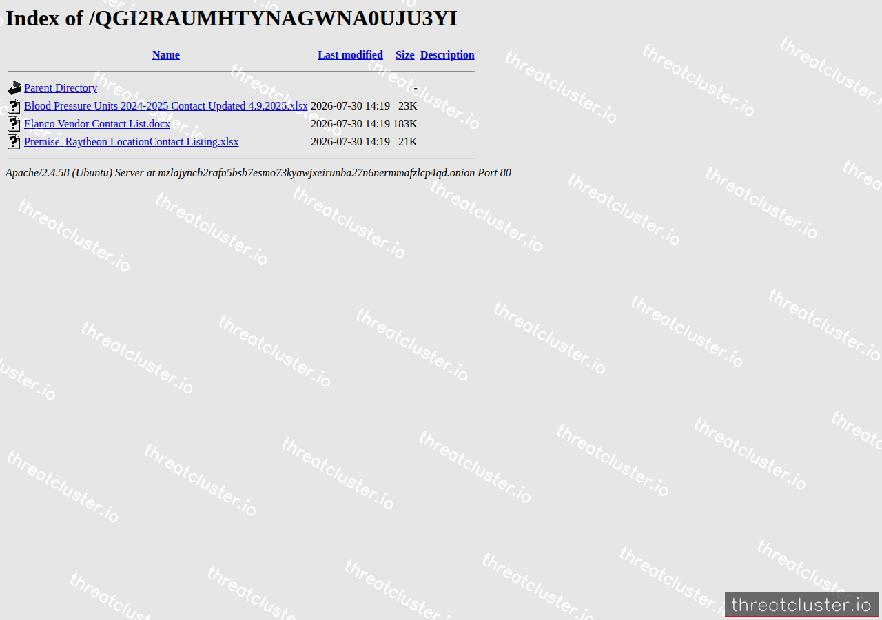 Leak-site post naming Texas Medical Screening, captured by ThreatCluster