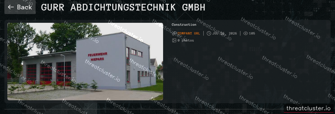 Leak-site post naming GURR Abdichtungstechnik GmbH, captured by ThreatCluster