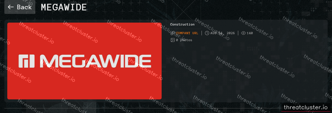 Leak-site post naming Megawide, captured by ThreatCluster