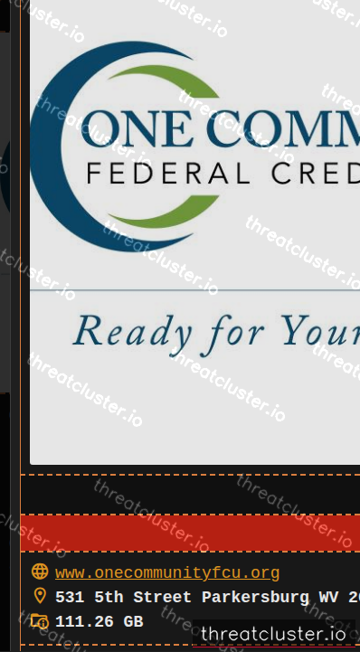 Leak-site post naming One Community FCU, captured by ThreatCluster