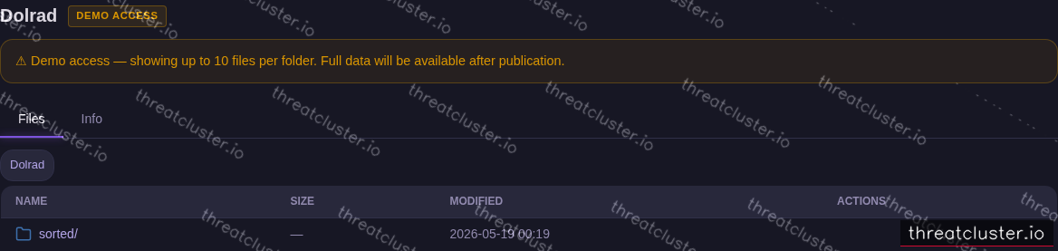 Leak-site post naming Dolrad, captured by ThreatCluster