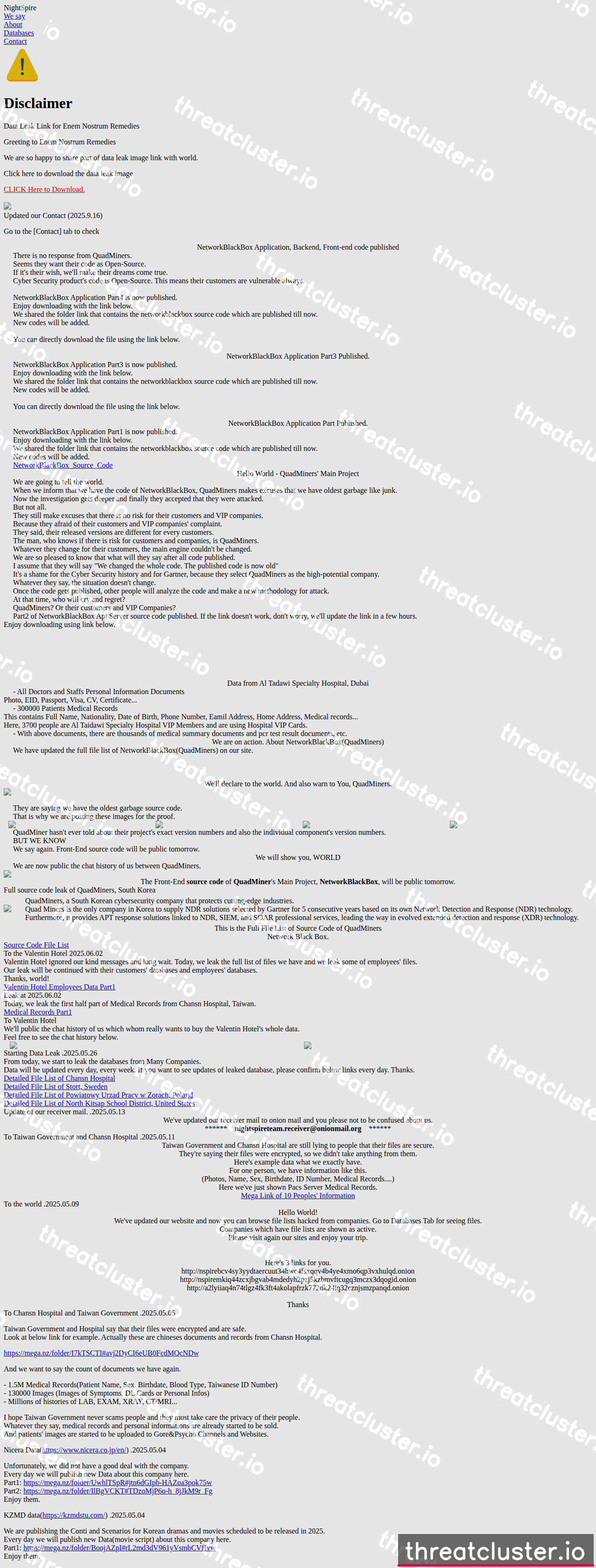Leak-site post naming T****w**x, captured by ThreatCluster