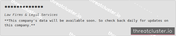 Leak-site post naming *************, captured by ThreatCluster