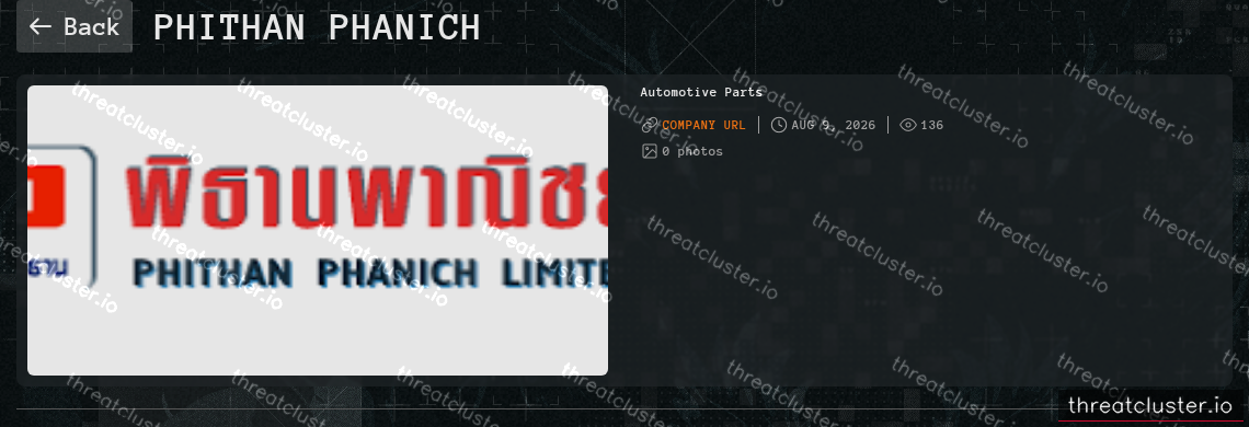 Leak-site post naming Phithan Phanich, captured by ThreatCluster