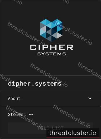Leak-site post naming cipher.systems, captured by ThreatCluster