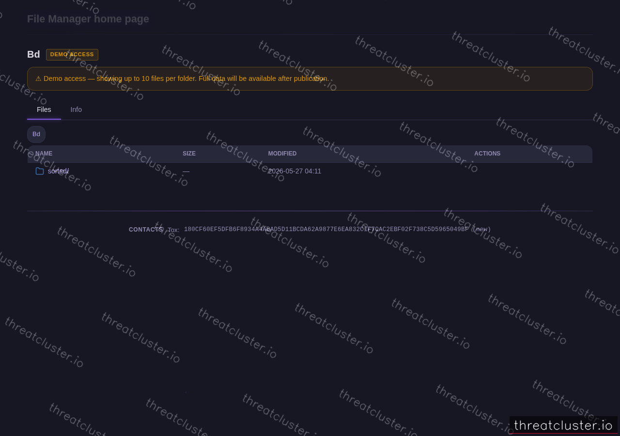 Leak-site post naming Bd, captured by ThreatCluster