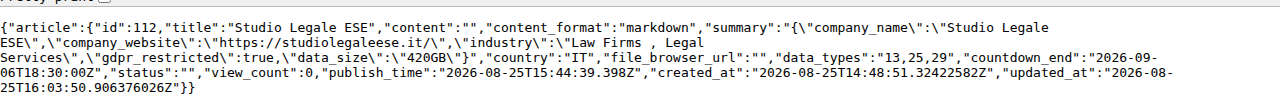 Leak-site post naming Studio Legale ESE, captured by ThreatCluster