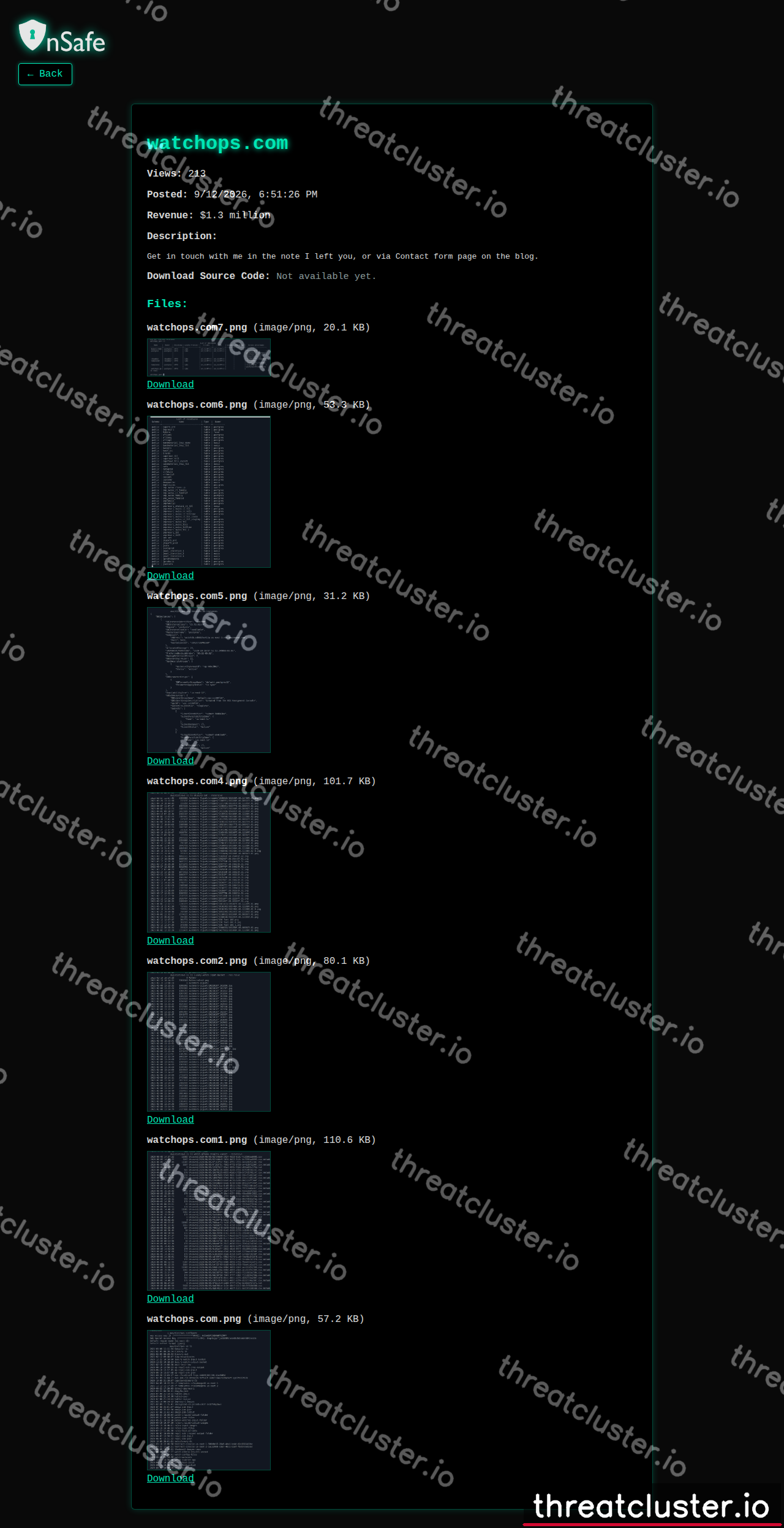 Leak-site post naming watchops.com, captured by ThreatCluster