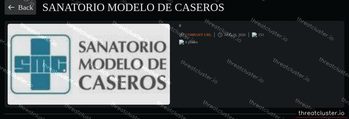 Leak-site post naming Sanatorio Modelo de Caseros, captured by ThreatCluster