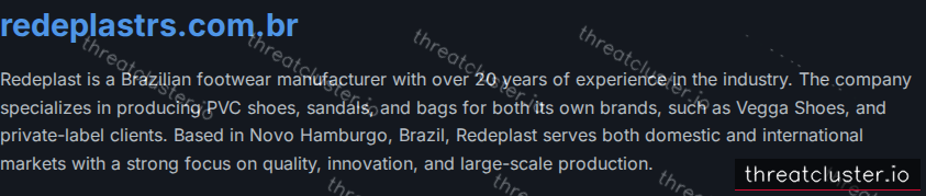 Leak-site post naming redeplastrs.com.br, captured by ThreatCluster