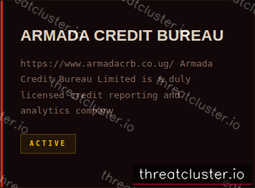 Leak-site post naming Armada Credit Bureau, captured by ThreatCluster
