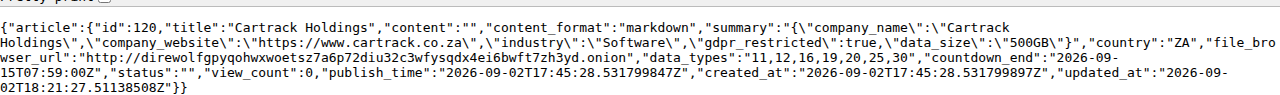 Leak-site post naming Cartrack Holdings, captured by ThreatCluster