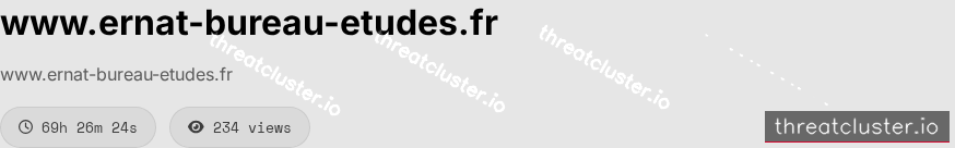 Leak-site post naming www.ernat-bureau-etudes.fr, captured by ThreatCluster