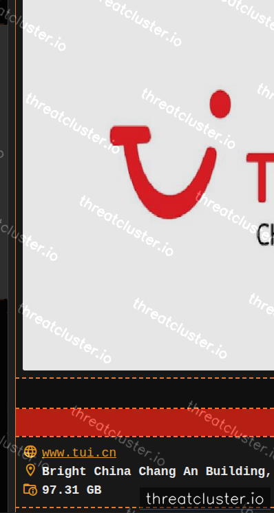 Leak-site post naming TUI China, captured by ThreatCluster