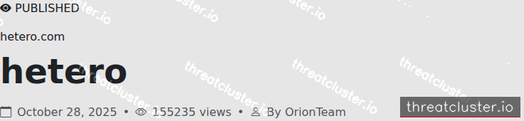 Leak-site post naming hetero.com, captured by ThreatCluster