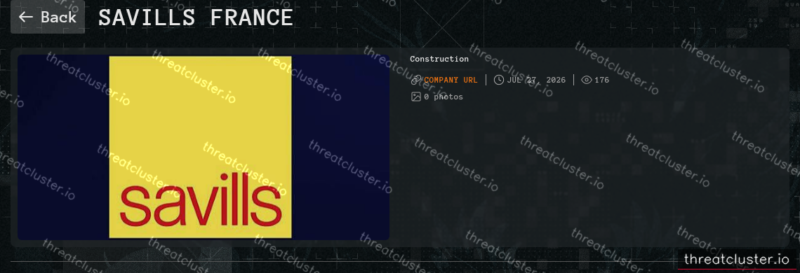 Leak-site post naming Savills France, captured by ThreatCluster