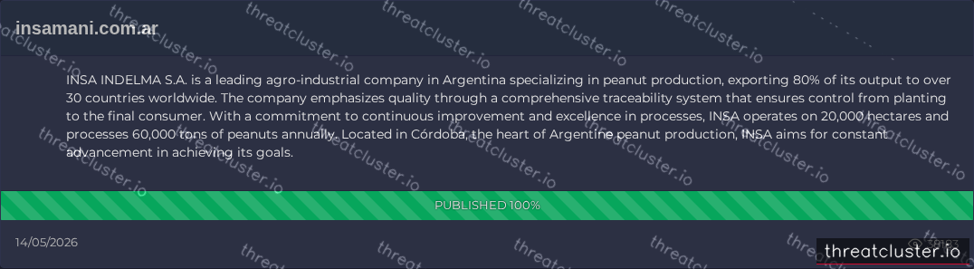 Leak-site post naming insamani.com.ar, captured by ThreatCluster